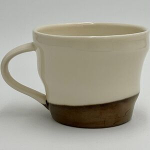 Starbucks 2013 Metallic Bronze White Cream Hand Dipped Swirl Ceramic Mug 12oz